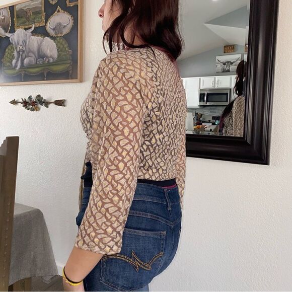 Travelers Collection By Chico's Womens Geometric Tie Front Bolero Jacket Size 2 - Picture 5 of 11